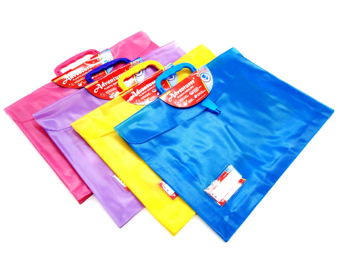 Adventurer Expanding Plastic Envelope Durable Push Lock Random Color