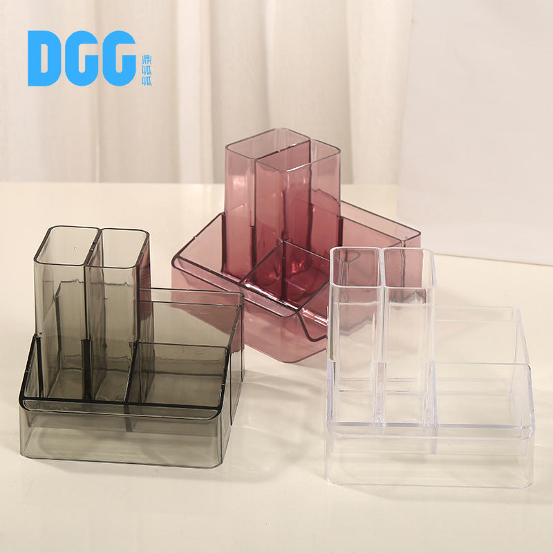 Multifunctional storage transparent pen holder / pen stand Random Color (DGG 8060)