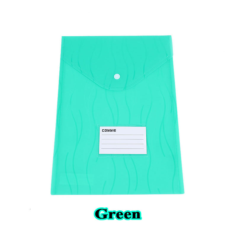 Portrait Plastic Envelope Document Bag Snap button file bag (Random Color)
