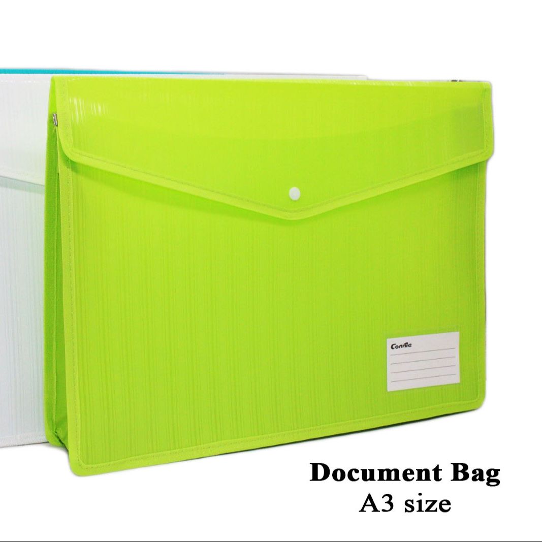 Document Bag Snap Botton Plastic Storage Document Bag RANDOM COLOR (A3 45.5x34cm)