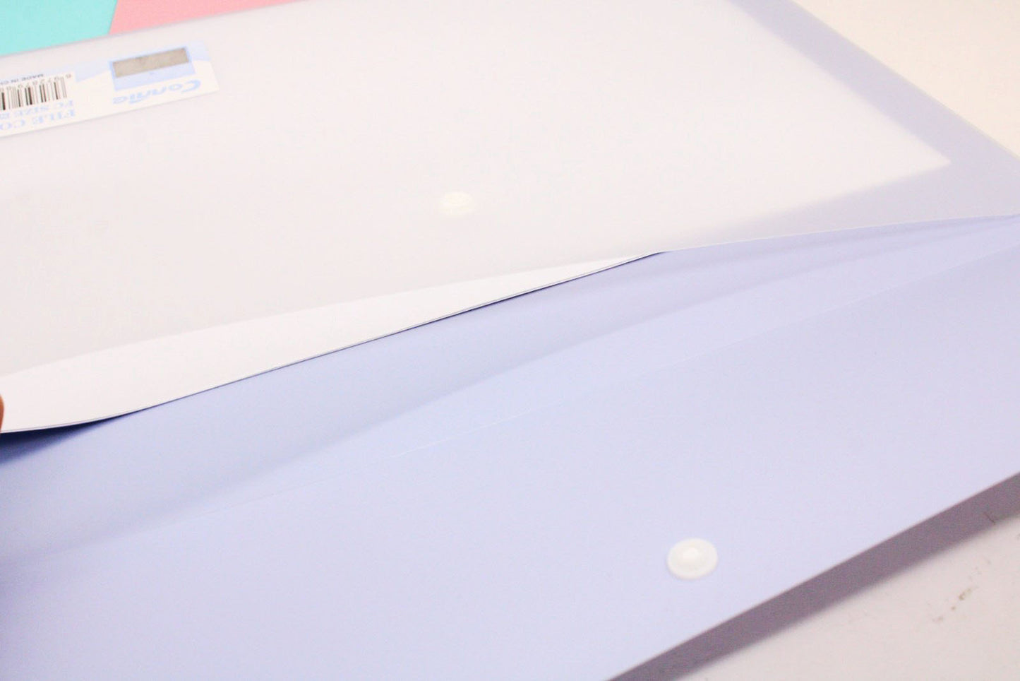 Document File Plastic Envelope Snap Botton Pastel Color Long size (36x26cm) Random Color