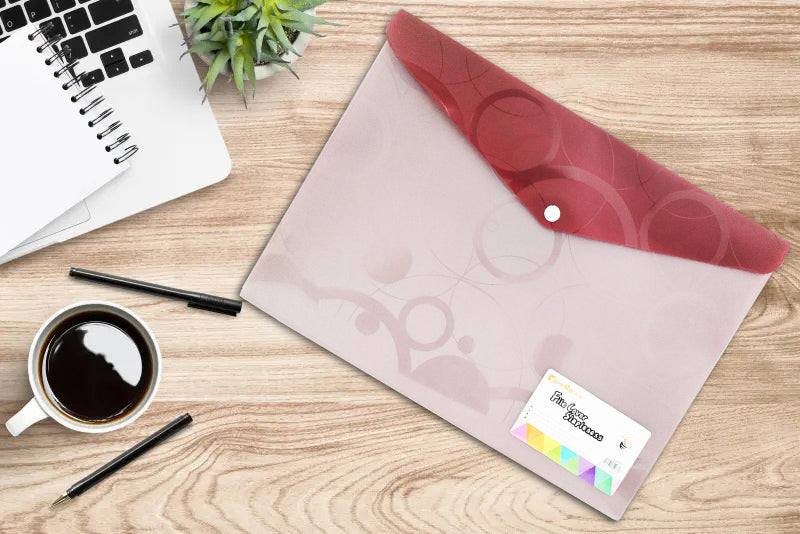 File Cover Envelope Snap botton colored translucent envelope Long (36x26cm) Random Color