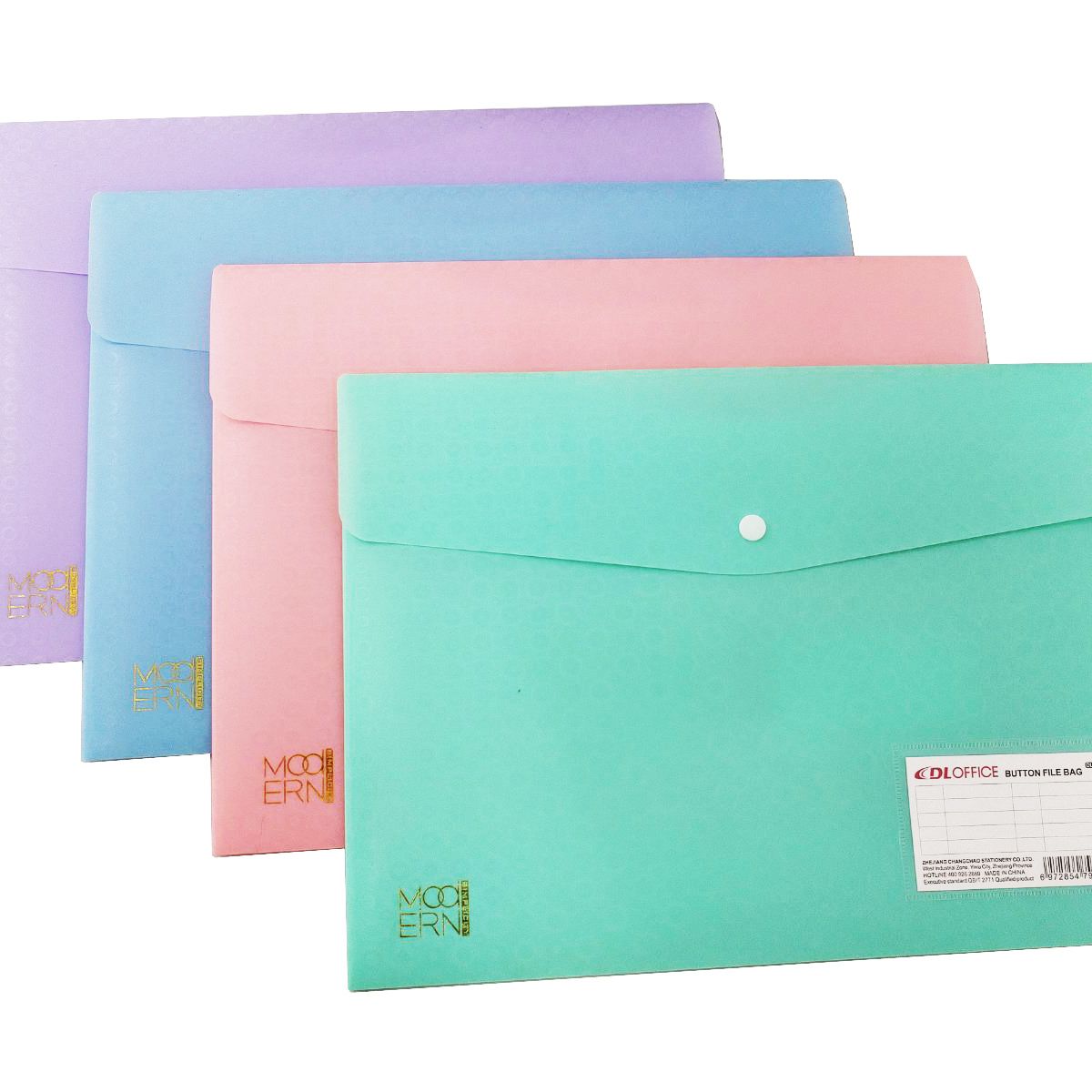 Plastic Document Envelope Snap Button Long size Random Color