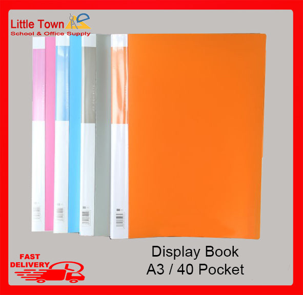 Office data display book plastic file folder with pocket Clear book Size A3 40pockets (Random Color)