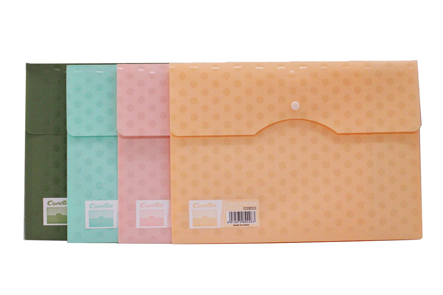 1pc Long size Plastic Document Envelope Snap Botton Simple Dot Design (Random Color)