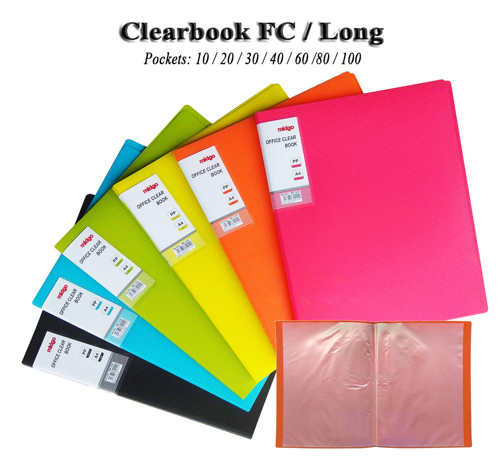 Midgo Non refillable  Display Book Long size / Pocket clearbook 10/20/30/40/60/80/100 pockets