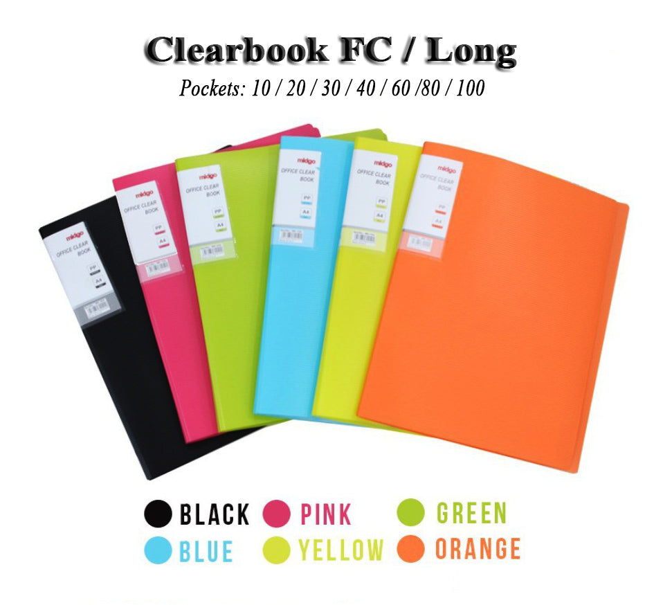 Midgo Non refillable  Display Book Long size / Pocket clearbook 10/20/30/40/60/80/100 pockets