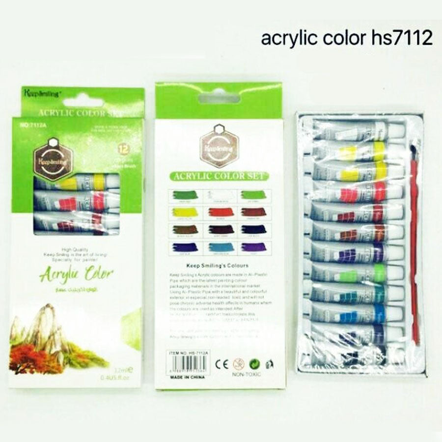 Keep Smiling Acrylic Colors Set 12Pcs 12x12ml / 12x6ml (KS)