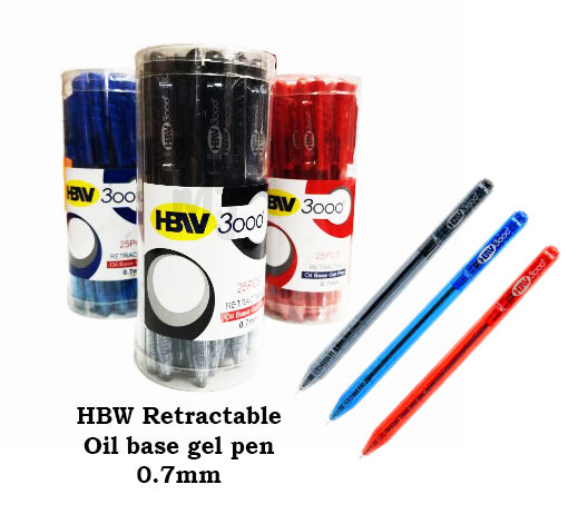 Ball Pen HBW "3000" Retractable Oil base gel pen /  Ballpen 0.7mm (1piece)