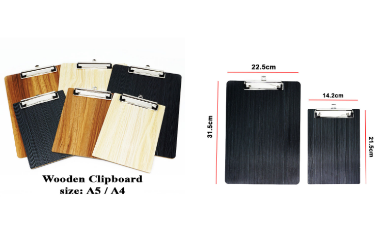 Wooden Clipboard with wood design Size A4 or A5 Random color (DGG)