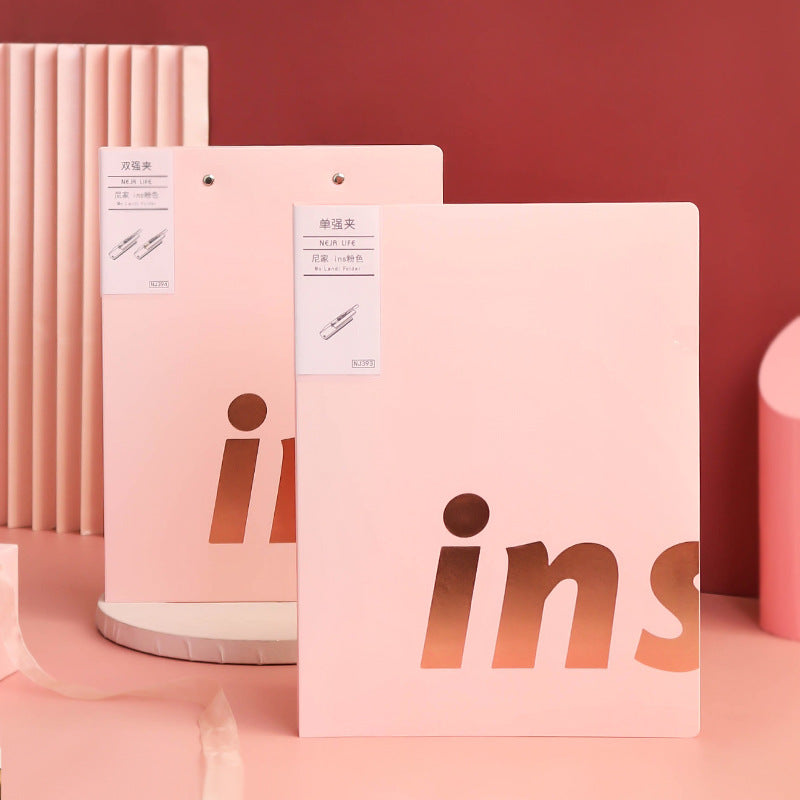 Neja life A4 Clipboard Folder File Folder clip strong clip Pink