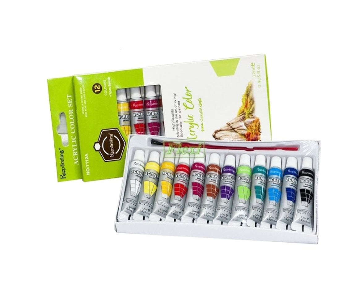 Keep Smiling Acrylic Colors Set 12Pcs 12x12ml / 12x6ml (KS)