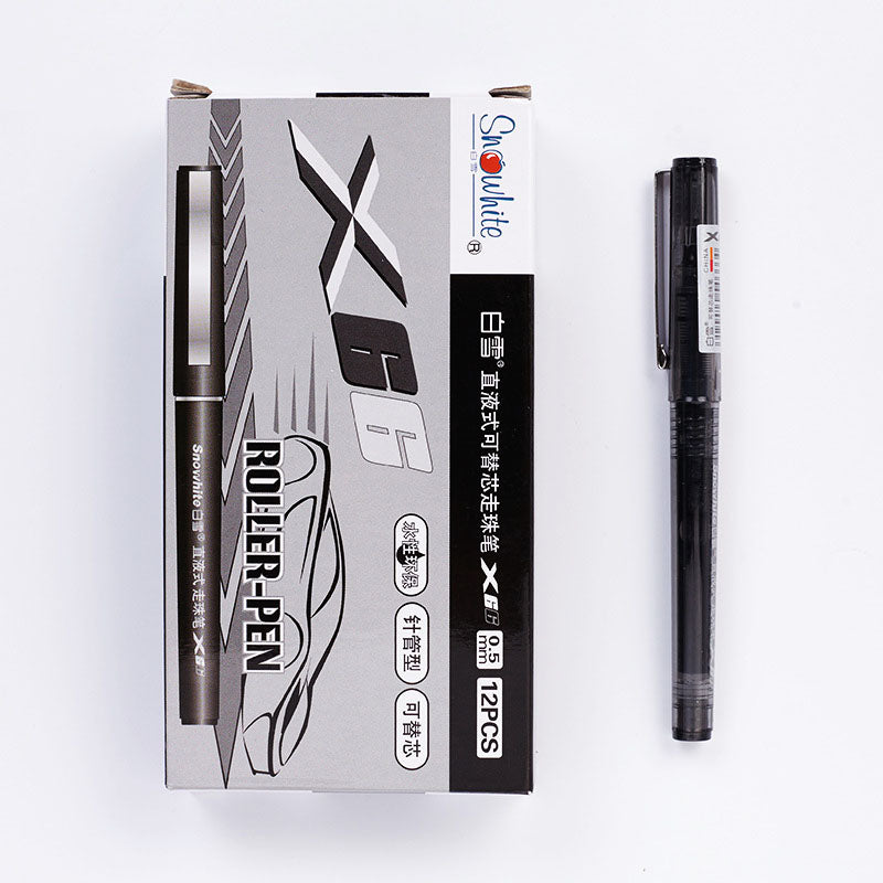 Little Town School & Office Supply : Snow White X66 Liquid Ink Roll Ball Pen with 0.5mm Needel Tip Refillable Office Sytle