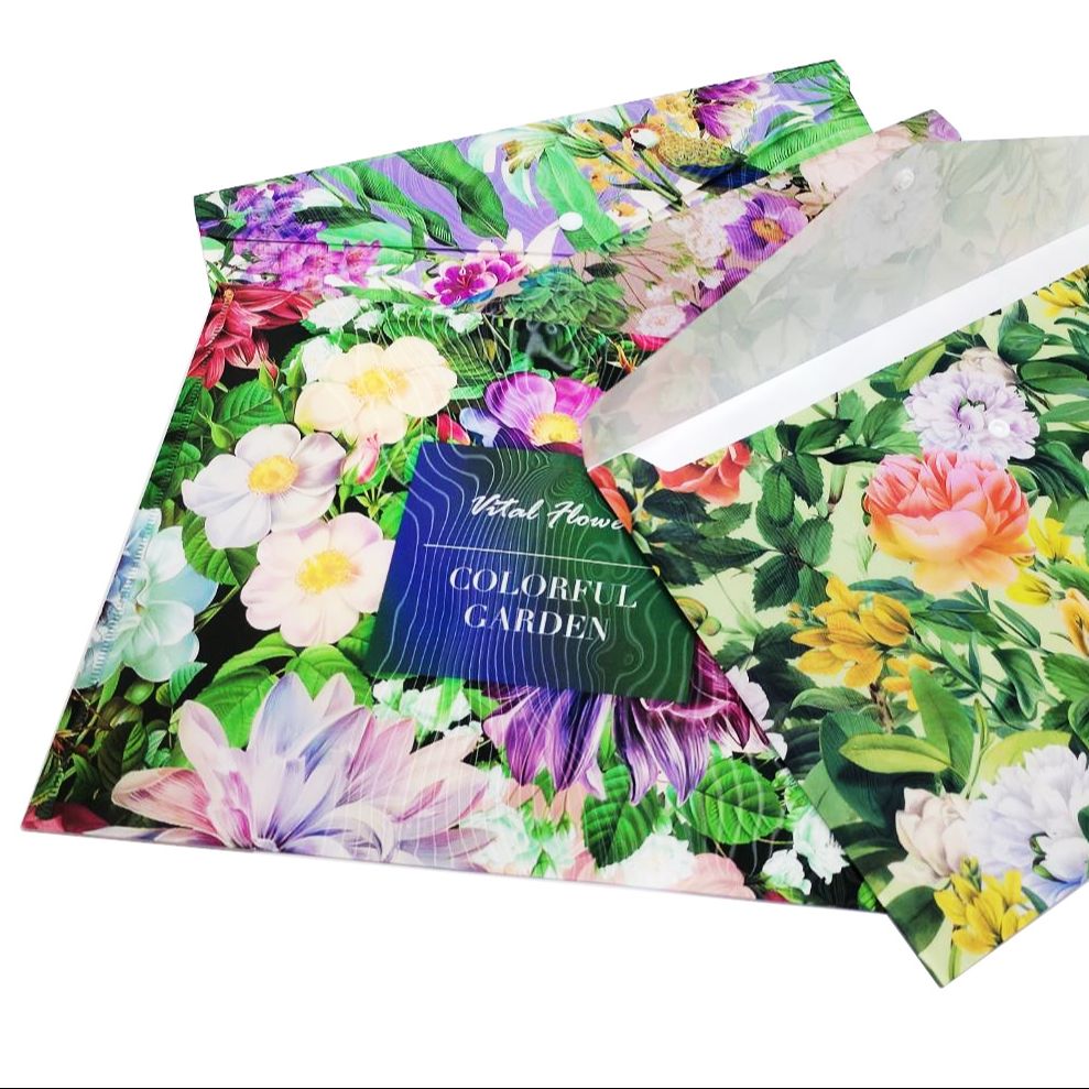 Hologram Plastic document envelope vital flowers colorful garden design long / FC (Random Design)