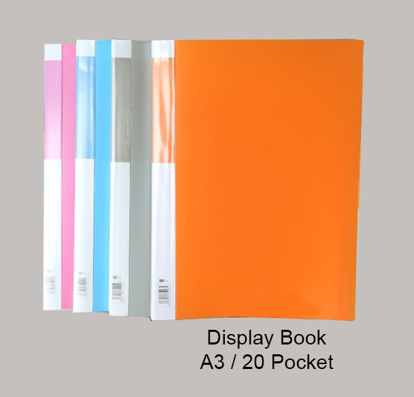 Office data display book plastic file folder with pocket Clear book Size A3 20pockets (Random Color)