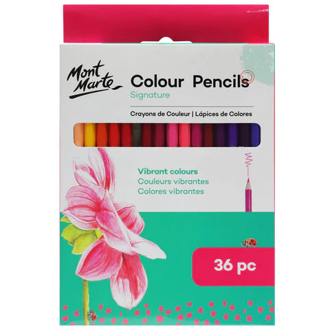 Mont Marte Signature Colour Pencils 12 / 24 / 36 color children's color lead training institution exclusively for fine art wooden hexagonal