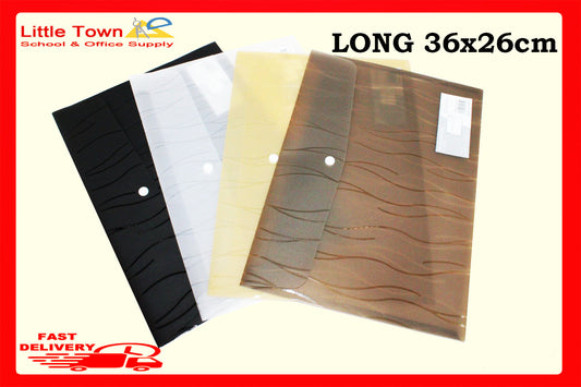 Horizontal Translucent Plastic  Envelope Snap Botton Long size RandomColor