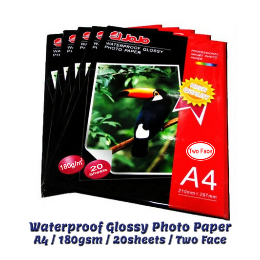 1 Pack Jojo Waterproof Glossy Photo Paper (Back to Back) 180gsm size A4 / 20sheets