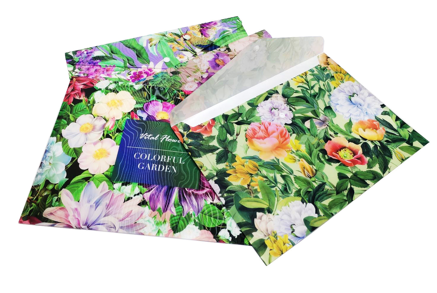 Hologram Plastic document envelope vital flowers colorful garden design long / FC (Random Design)