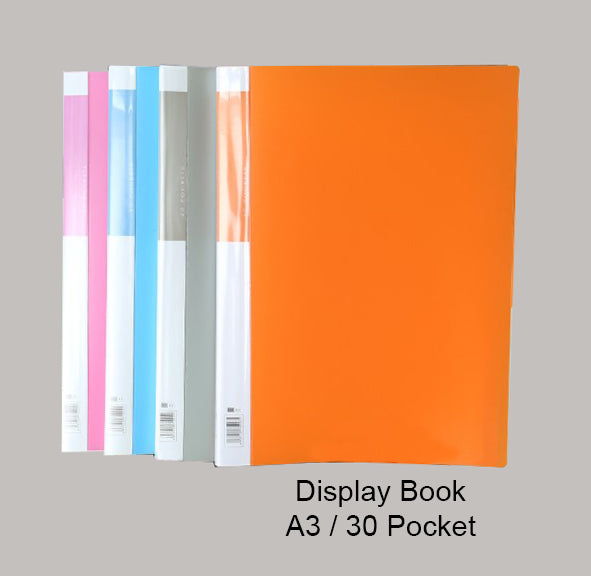 Office data display book plastic file folder with pocket Clear book Size A3 30pockets (Random Color)