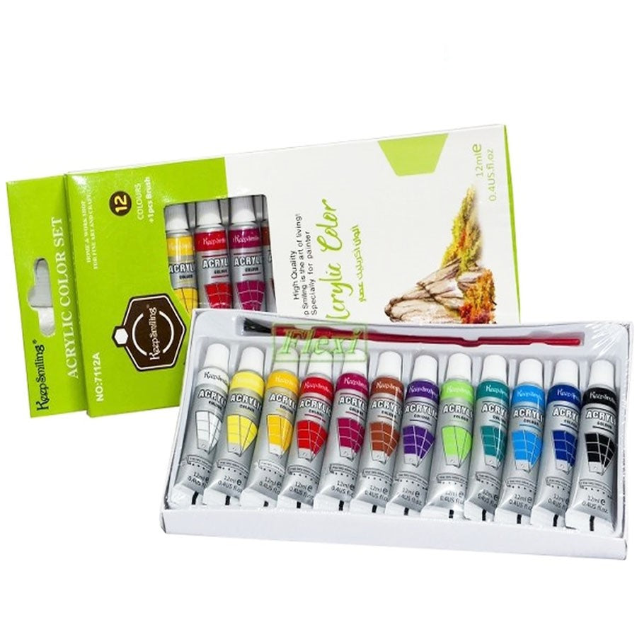 Keep Smiling Acrylic Colors Set 12Pcs 12x12ml / 12x6ml (KS)