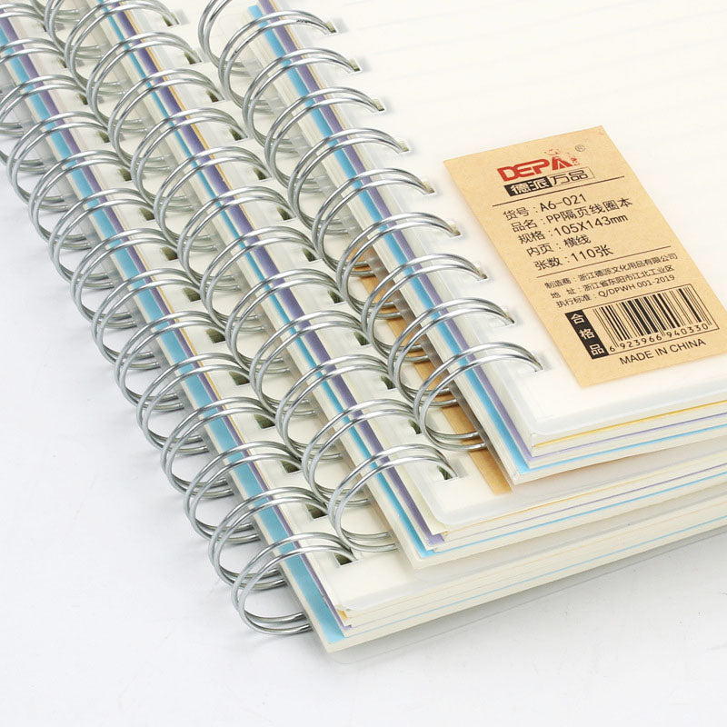 Transparent cover coil binder notebook horizontal line inner page size A6 / A5 / B5 110sheets