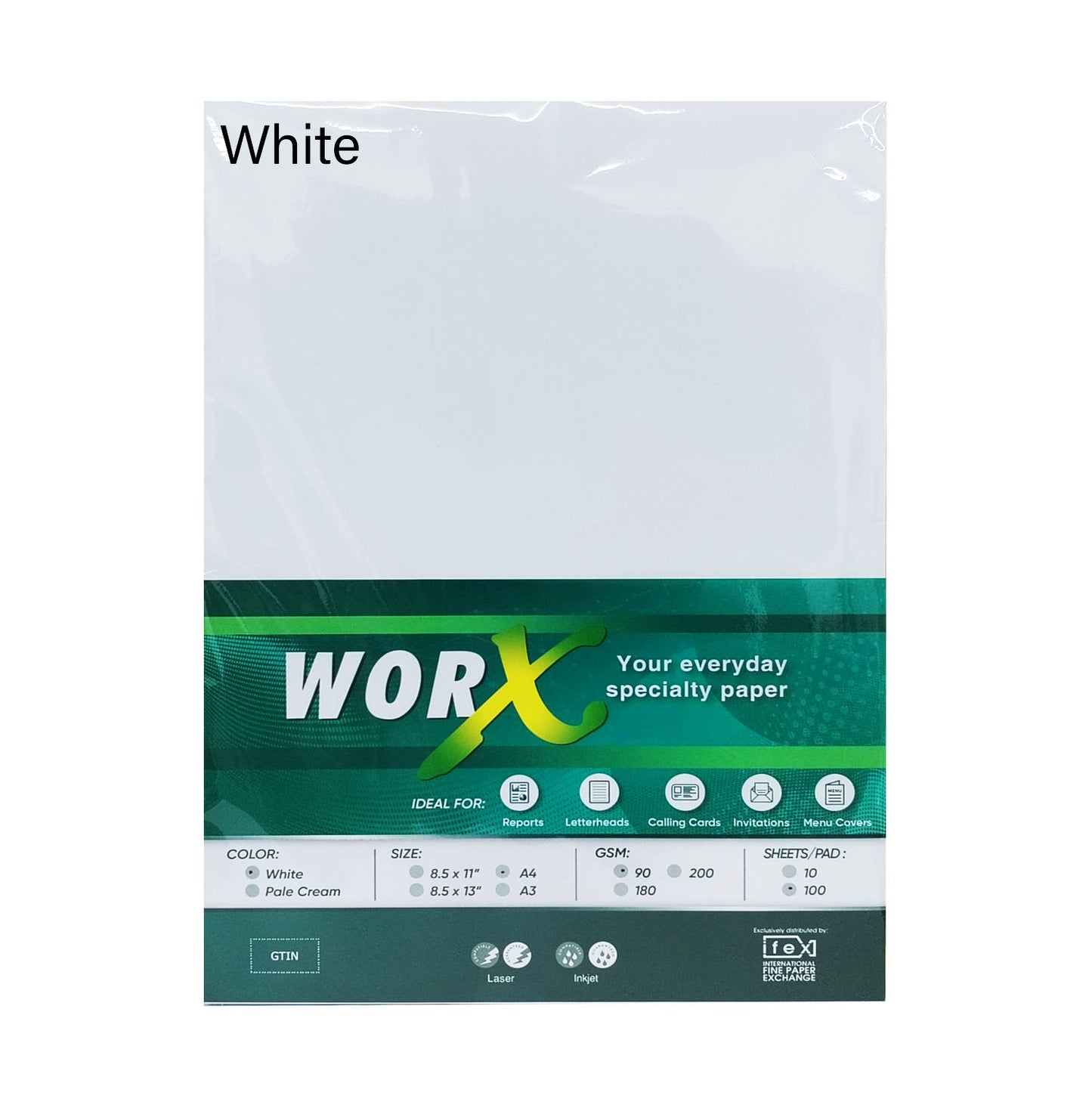 10 Sheets Specialty Board Paper 200gsm White/Pale Cream