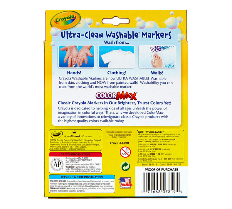 Crayola Ultra-Clean Washable Bright Color Markers 8's Broad Line 47250 (58-7819)