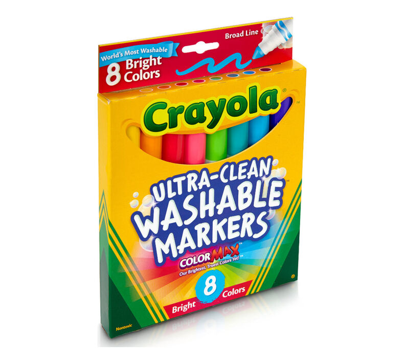 Crayola Ultra-Clean Washable Bright Color Markers 8's Broad Line 47250 (58-7819)