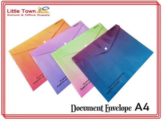 Plastic Document Envelope Snap Button A4 size Random Color