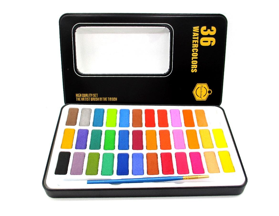 solid watercolor paint set /24/36 color art painting portable powder cake paint tray