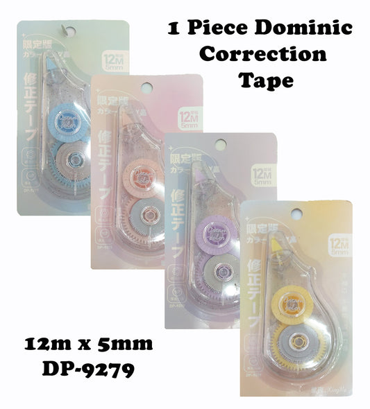 1 Piece Dominic Correction tape 12m x 5mm (Random Color) DP-9279