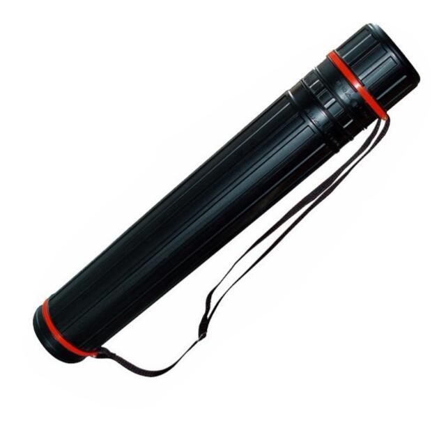 Drawing Tube Blueprint Case Telescoping Art Tube Large Plastic Black Storage Tube with Strap (HT-938)