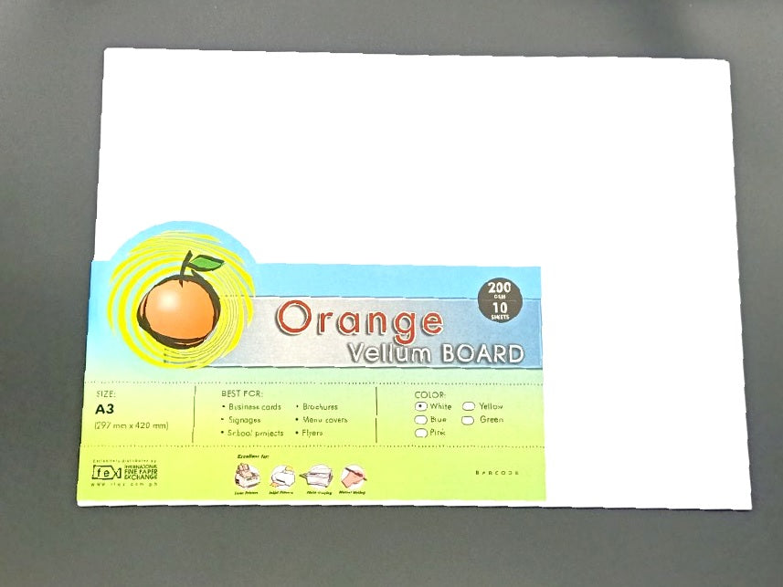 Orange Vellum Board 200gsm A3 White 10sheets (03009737)