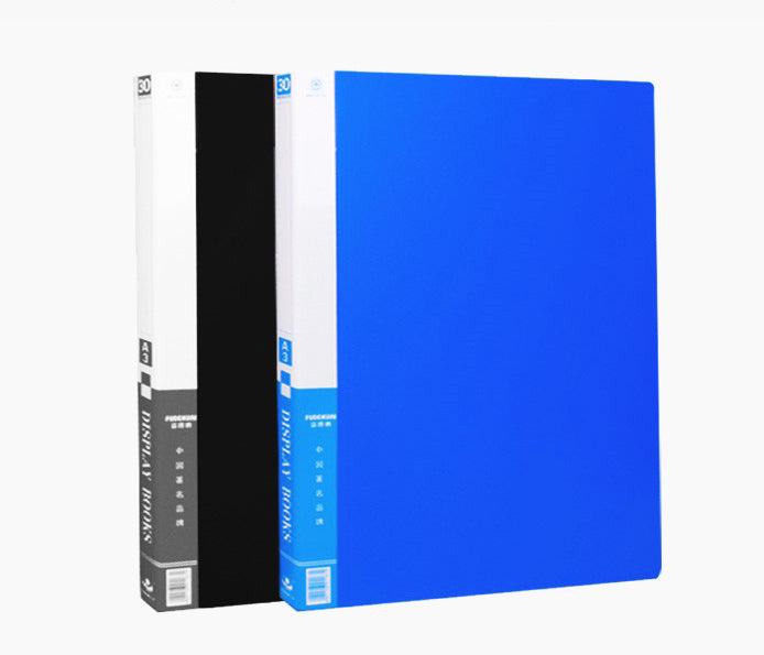 Office data display book plastic file folder with pocket Clear book Size A3 20pockets (Random Color)