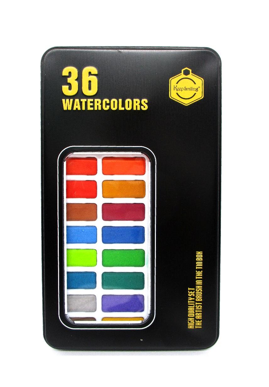 solid watercolor paint set /24/36 color art painting portable powder cake paint tray