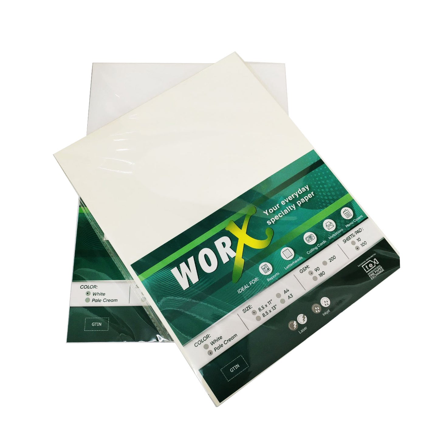 10 Sheets Specialty Board Paper 200gsm White/Pale Cream