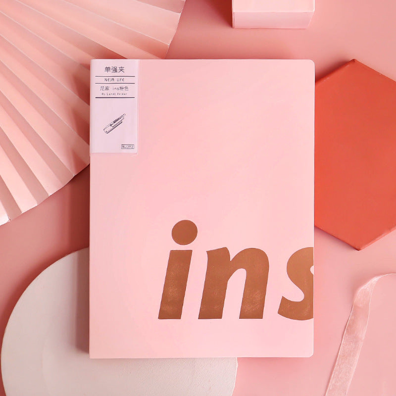 Neja life A4 Clipboard Folder File Folder clip strong clip Pink