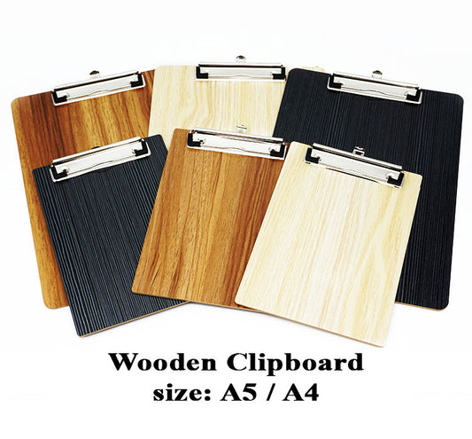 Wooden Clipboard with wood design Size A4 or A5 Random color (DGG)