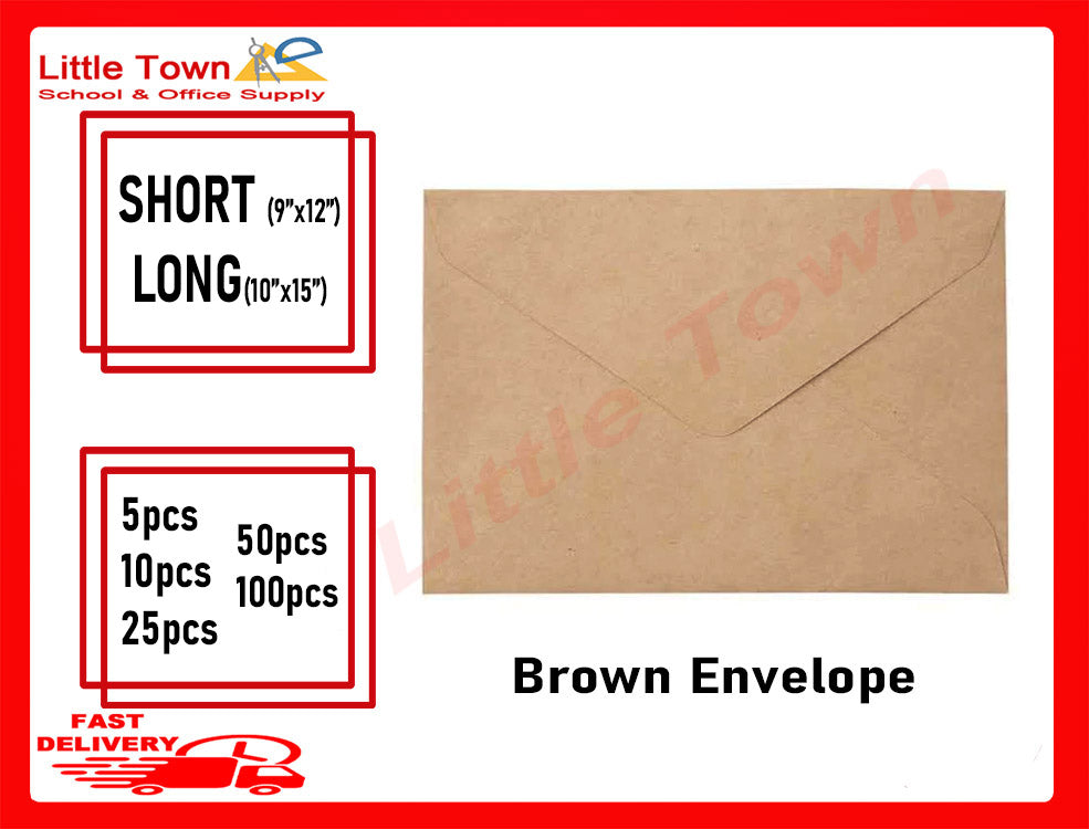 5pcs Brown Envelope short & long size