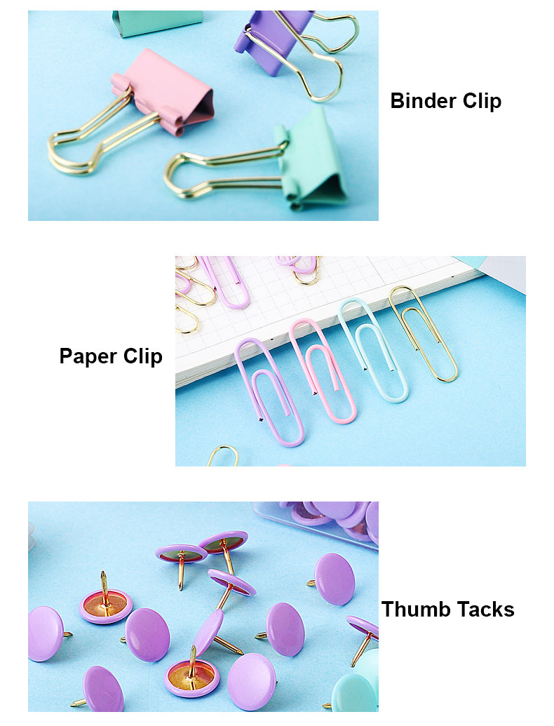 Stationery set school and office binder clip pastel color 8pcs binder clip per box Random Color (TY6624)