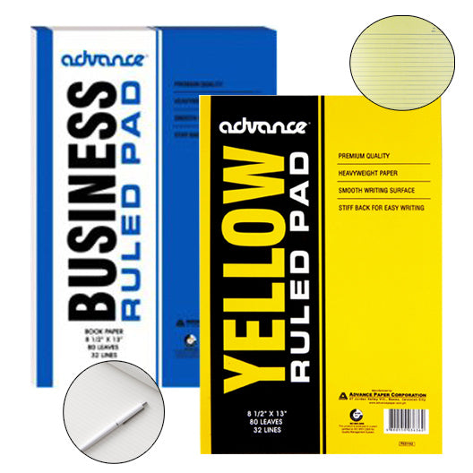 Advance Business ruled pad and Yellow ruled pad 80 Leaves