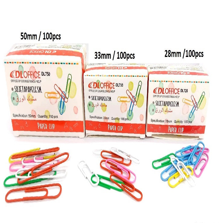 Dingli Paper Clips Color Coated Paperclip 100pcs