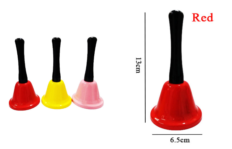 Colorful Metal Hand Bell Service Call Hand Bells Random Color with Black Plastic Handle (DGG) QJ126