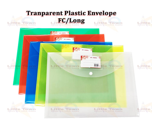 Landscape Transparent Plastic Envelope Document Bag Snap button file bag Long Random Color