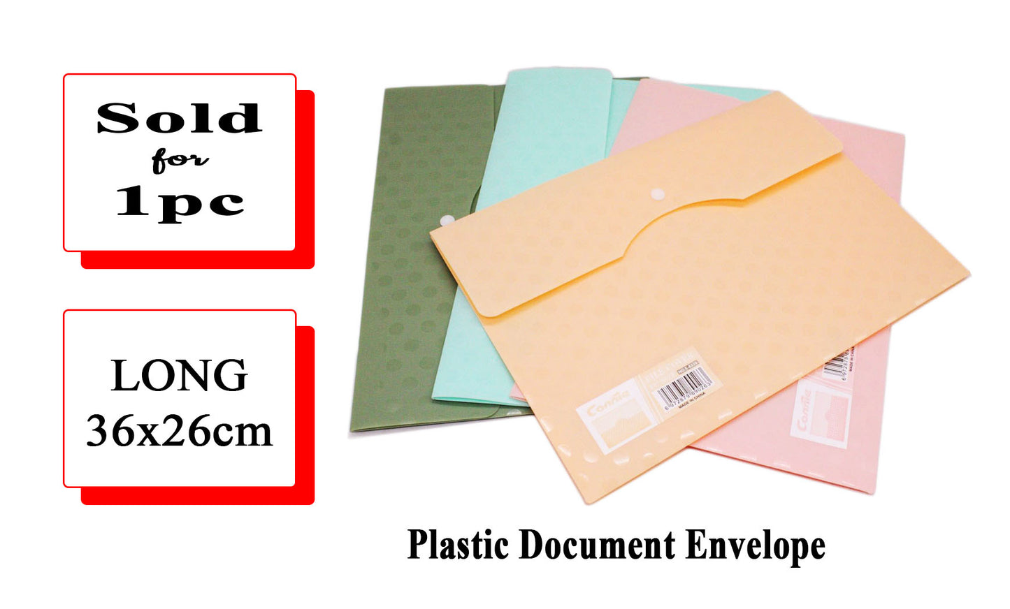 1pc Long size Plastic Document Envelope Snap Botton Simple Dot Design (Random Color)