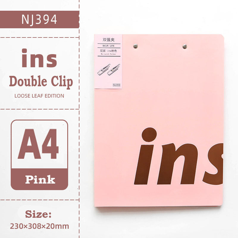 Neja life A4 Clipboard Folder File Folder clip strong clip Pink