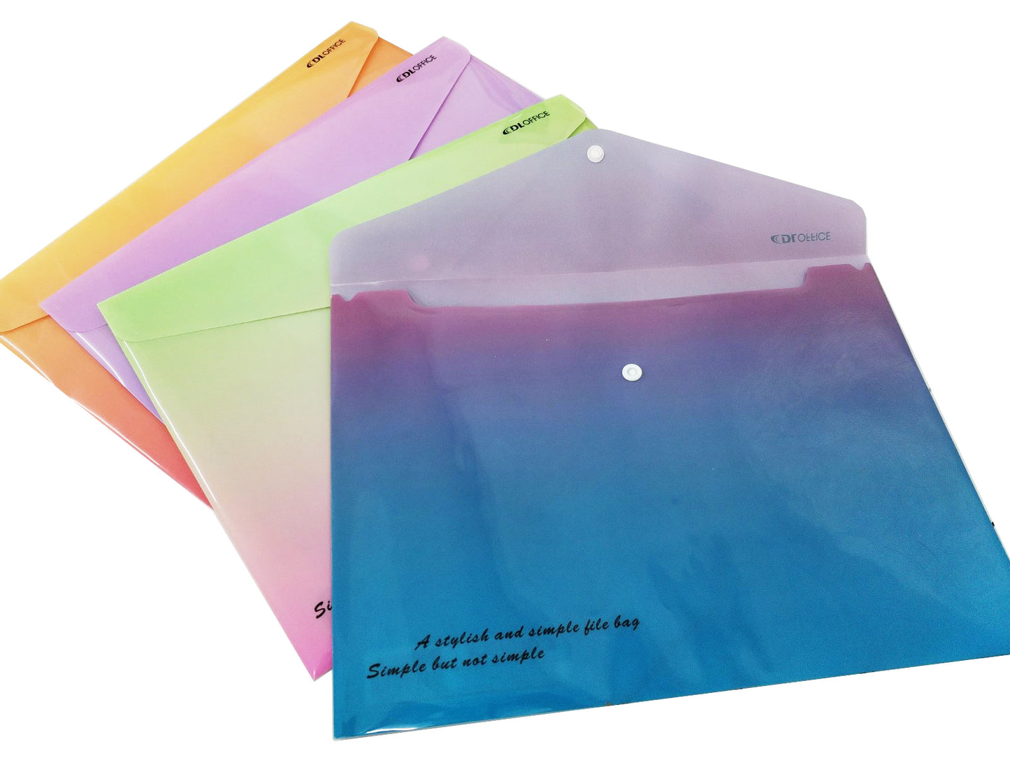 Plastic Document Envelope Snap Button A4 size Random Color