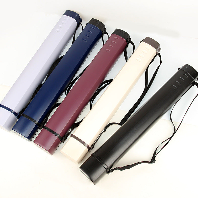 Square Retractable Plastic Drawing Tube Blueprint Case with Strap Random color (HT870)