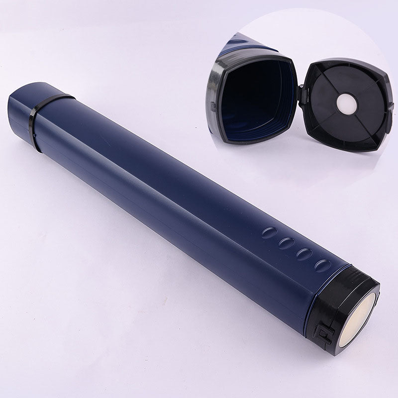 Square Retractable Plastic Drawing Tube Blueprint Case with Strap Random color (HT870)